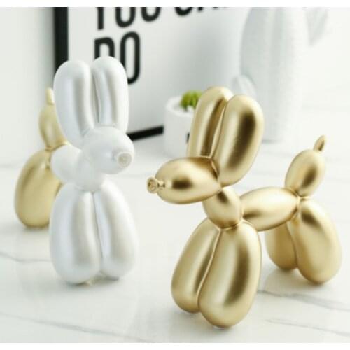 Nordic Balloon Dog Luxury Resin Golden Cute Living Room Bedroom Wine Cabinet Milk Tea Shop Home Decoration Holiday New Year Gift