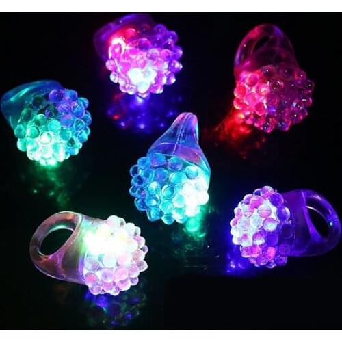 50pcs Strawberry Finger Light LED Flashing Finger Ring Event Glow Party Supplies Light Up Toys for Halloween Holiday Xmas