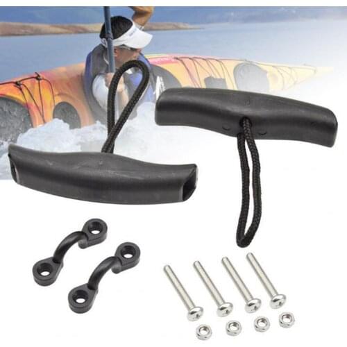 Stainless Steel T-Shaped Canoe Carry Handle Anti-Slip C-Type Buckles Kayak Pull Handle with Cord Replace Hardware Kit for Boat