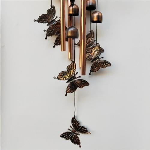 Outdoor butterfly Wind Chimes Yard Garden Tubes Bells Copper Antique Windchime Wall Hanging Home Decor Decoration wind chimes
