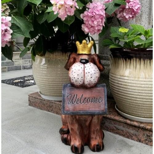 Resin Dog Welcome Plate Vintage Garden Decoration