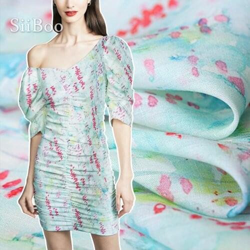 2020 New fashion high quality floral printed 100% ramie fabric for women summer breathable dress shirt Tela de ramio SP6165