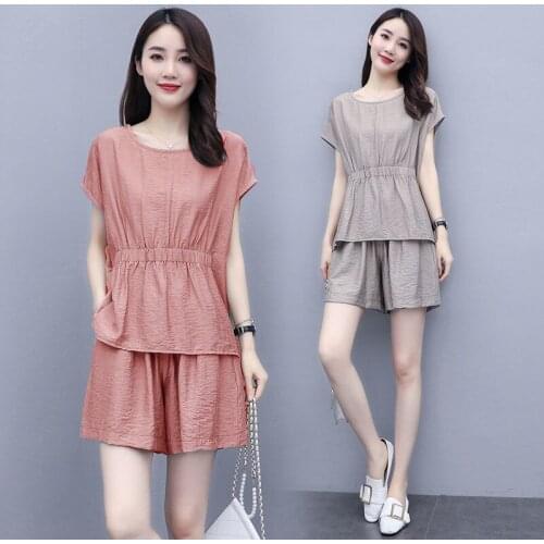 Women 2021 Summer New Elegant Two-piece Blouse Shorts Set Female Casual Short Sleeve Shirt Tops Suits Ladies Shorts Sets C812