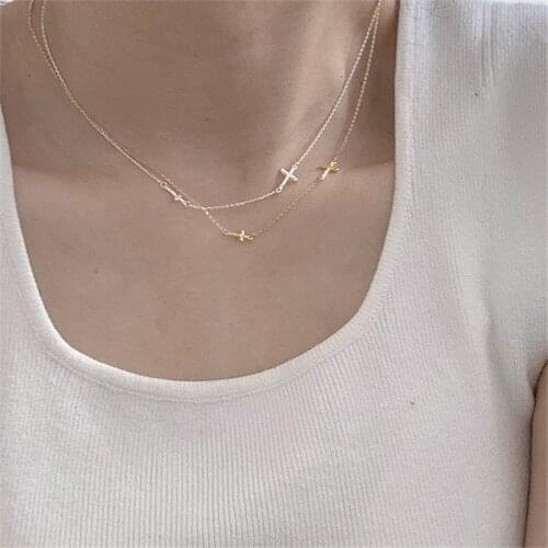925 Sterling Silver Cross Charm Necklace For Women Creative Pendant Elegant Wedding Party Jewelry Choker dz023