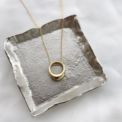 2020 New 925 Sterling Silver Oval Pendant Necklaces for Women Elegant Gold Necklaces Women Fashion Silver Jewelry