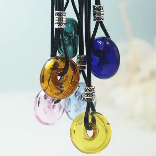 1pc Circle Glass Crystal Pendant Essential Oil Bottle Necklace Pendant Aroma Perfume Diffusfer Pendant Long Necklace Air Fresher