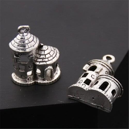 10pcs Silver Color Castle Charms Making Jewelry DIY Bracelet Necklace Accessories A74