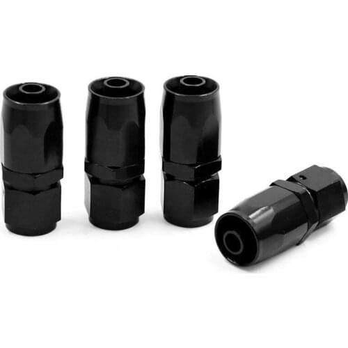 4pcs Black Aluminum Alloy 6AN Straight Swivel Car Fuel Oil Hose End Fitting