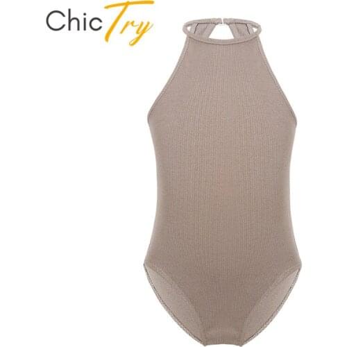 ChicTry Kids Teens Sleeveless Professional Ballet Leotards Girls Gymnastics Leotard Sports Bodysuit Children Practice Dance Wear
