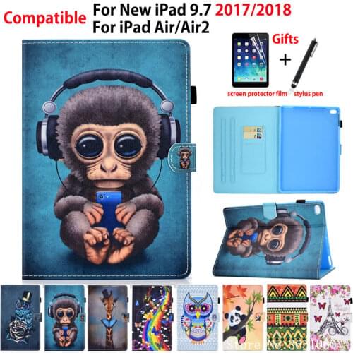 Case For Apple iPad 9.7 inch 6th 5th Generation 2018 2017 Smart Cover For iPad Air Air 2 Funda Cartoon monkey Shell Capa +Gift