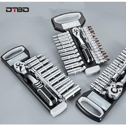 DTBD 12/14/28/29 Quick Socket Ratchet Wrench Hand Tool Set Auto Repair Tool Set Multifunctional Household Mechanical Tool Set