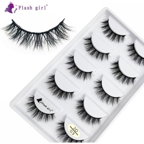 Flash Girl New Design 3D Mink Natural Long False Eyelashes Thick Handmade Eyelash Extension Daily Makeup Eye Lashes 3D-03