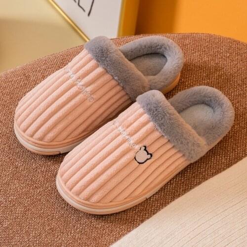 FZNYL Warm Cotton Audult Indoor Shoes Winter bedroom Slippers Non-slip Womens Home slippers Furry