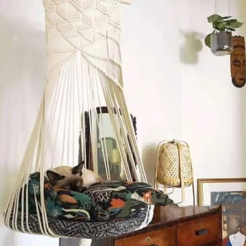 Pet Swing Nest Hanging Bed with Hook Summer Cool Sleeping Bed Comfortable Summer Weave Napping Bed