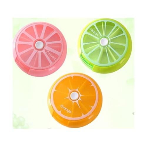 Creative Circular Seven-grid Revolving Fruit Medicine Box 7-day Portable Seven-grid Plastic Medicine Box With Random Color