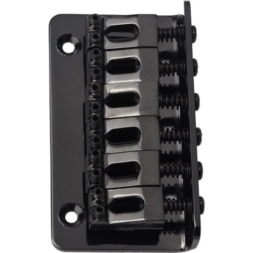 Metal Guitar Hardtail Fixed Bridge Saddle for 6-String Electric Guitar Black