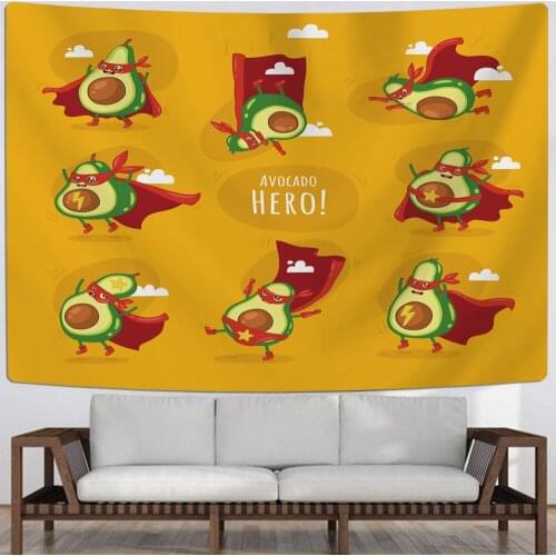 Cute Cartoon Avocado Tapestry Wall Hangings Field Carpet Yoga Mat Dormitory Tapestry Artist Home Decoration Accessories Custom
