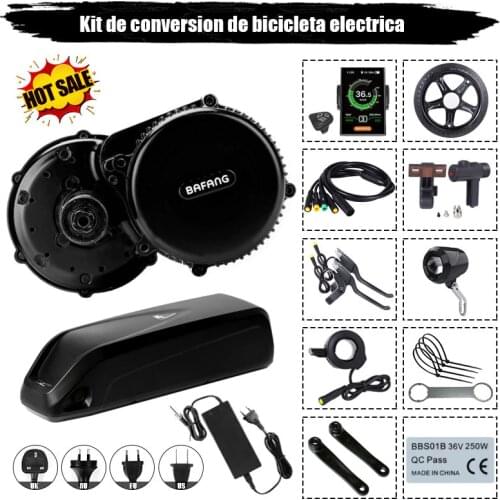 Bafang BBS01B BBS01 36V 250W Mid Drive Motor 8Fun Electric Bike Conversion Motor Kit with 36V 13AH 17.5AH Lithium Battery