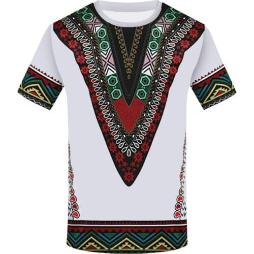 Mens T-shirt Dashiki Shirt Neckline Printed Shirt African National Shirt African Clothing Summer New Style Hot Sale 2021