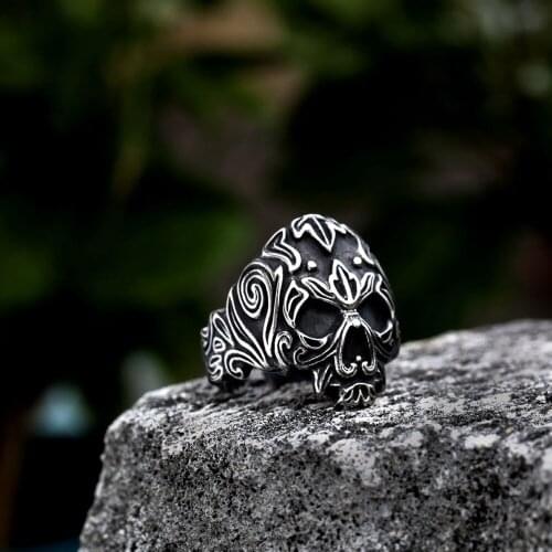 Gothic Stainless Steel Skull Ring For Men punk Hip Hop Pattern Skull Biker Ring Men Fashion Jewelry Gifts Wholesale Size 7-13
