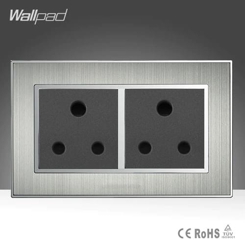 CE BS Approved Wallpad Stainess Steel AC 110-250V 146 Standard Double 15A Wall UK Soutch Africa Socket Plug Wholsaler Price