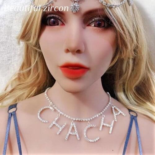 Fashion womens shining Crystal Rhinestone letter necklace womens exquisite luxury neck Jewelry Wedding Accessories Necklace