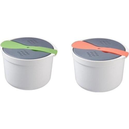 Portable Microwave Oven 2L Rice Cooker Multifunctional Steamer Hot Soup Cooking Bento Lunch Box PP Steaming Utensils