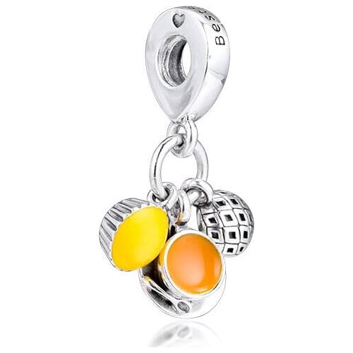 Mixed Color Enamel Egg Tart Milk Tea & Pineapple Bun Dangle Charms for Silver 925 Original Charms Bracelets DIY Jewelry Making
