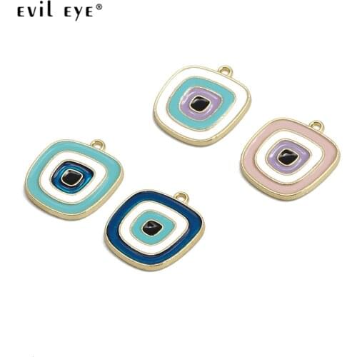 Evil Eye Dropping Oil Irregular Turkish Evil Eye Pendant Gold Color Alloy Pendant for Necklace Jewelry Making Accessories BE179