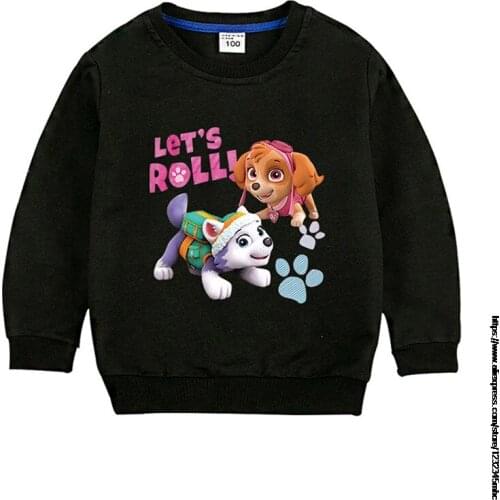 Cartoon Paw Patrol Baby Girl Hoodies Kid Sweatshirts Spring Autumn Tops Clothes Long Sleeve T Shirt Girls Costume Clothing