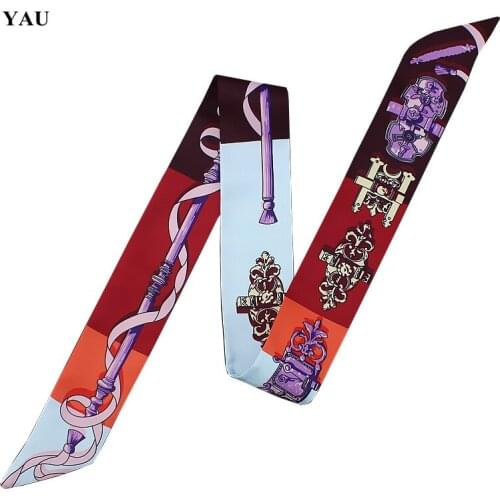2020 New Skinny Scarf Shield Printing Silk Scarf For Women Luxury Brand Foulard Fashion Belt For Ladies Bag Scarf Head Scarves