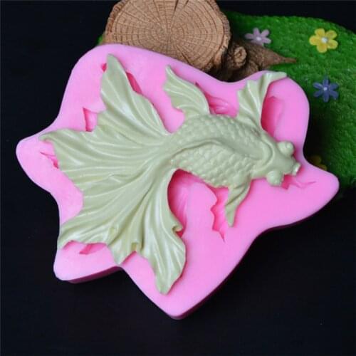 Silicone Mold 3D goldfish fondant cake Silicone molds Beautiful tail carp Soap Mold Fish Chocolate Mould aroma stone mould