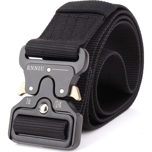 Military Equipment Tactical Belt Men Nylon Knock Off Metal Buckle Army Belt Strap Heavy Duty Soldier Combat Waist Belts