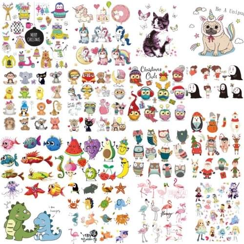 Iron on Cute Animal transfer for Clothing DIY T-shirt Applique Heat Transfers Vinyl Unicorn Patch Thermo Stickers Thermal Press