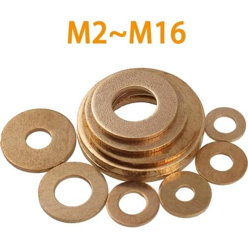 Free Shipping M2 M2.5 M3 M4 M5 M6 M8 M10 M12 M14 M16 GB97 DIN125 Solid Brass Copper Flat Washer Plain Gasket Pad High Quality