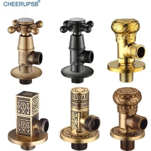 Bathroom Toilet Angle Valve WC Flush Diverter Valve Water Stop Angle Cock Wall Mount Gold Valve Shut Off Retro Copper Switch 1/2