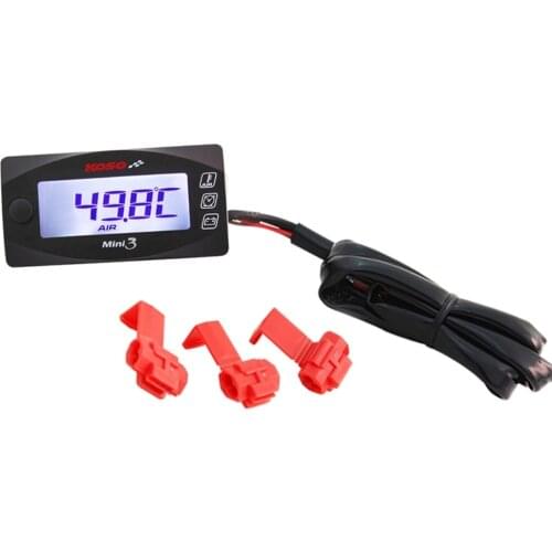 KOSO Mini 3 Universal Multi-Function Motorcycle LED Digital Meter for Racing and Scooter Bike Air Temp+Time+Volt Meter in One