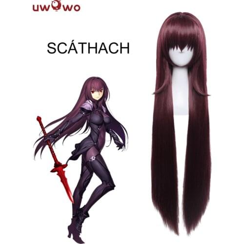 Pre-sale UWOWO Scathach Wig Fate/Grand Order Hair Dark Red 90 CM Long Straight Heat Resistant Wig Lancer Scathach Hair