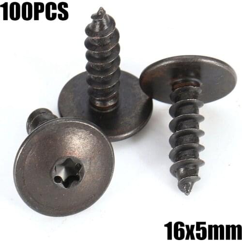 100Pcs/Set 16x5mm Screws Engine Cover Clips Undertray Splash Guard Wheel Arch Torx Fastener Clips Universal For VW For Audi