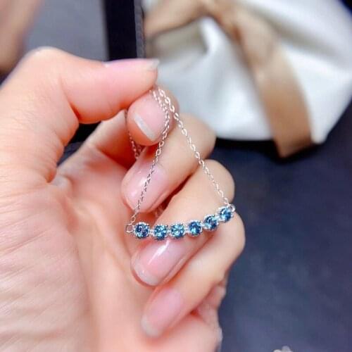 Jewelry 925 Silver Gemstone Pendant for Party 3*3mm Natural Topaz Necklace Pendant Silver Topaz Jewelry for Daily Wear