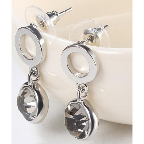 Women Earrings Fashion Earrings Round Inlaid Cubic Zirconia Ear Studs Sweet and Romantic Surprise Gift for Girlfriend