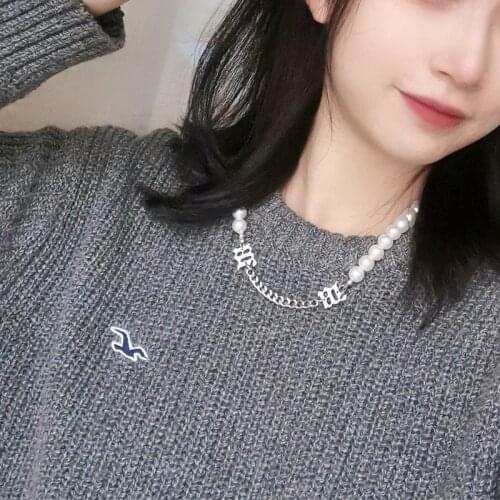 Liemjee Creative Personality Fashion Jewelry Exquisite Simple Pearl Necklace For Women Feature Namour Charm Gift All Seasons