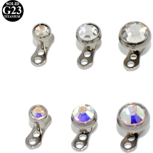 1PC G23 Titanium CZ Crystal Clear&AB Gem Dermal Anchor Top Micro Dermal Anchor Piercings Skin Diver Piercing Body Jewelry