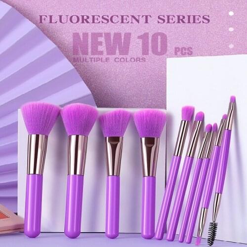 10pcs Make-up Brushes Fluorescent Series Set Brush 5-color Make-up Beauty Tools for Eye Lip Foundation Make Up Brushes Sets Kits
