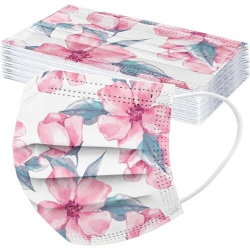 10PCS Mondmasker printing Disposable Unisex Floral Mask Disposable For Adults Masque jetable маска Masca Halloween Cosplay