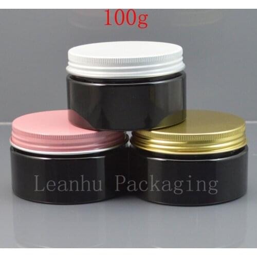 100g x 50 empty black thicken cream jar with white / pink / gold aluminum screw cap for containing solid perfumes