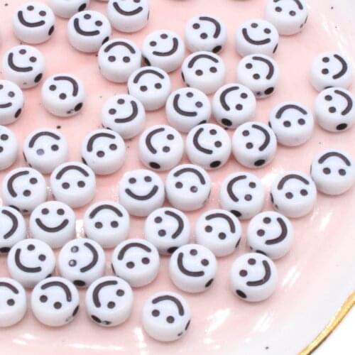 100pcs 4x7mm Smile Acrylic Beads DIY Bracelets Necklaces Earrings Jewelry Making