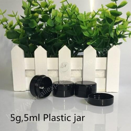 Hot sale 100 x 5G Black Empty Plastic Cosmetic Container Small Sample Makeup Sub-bottling nail powder case
