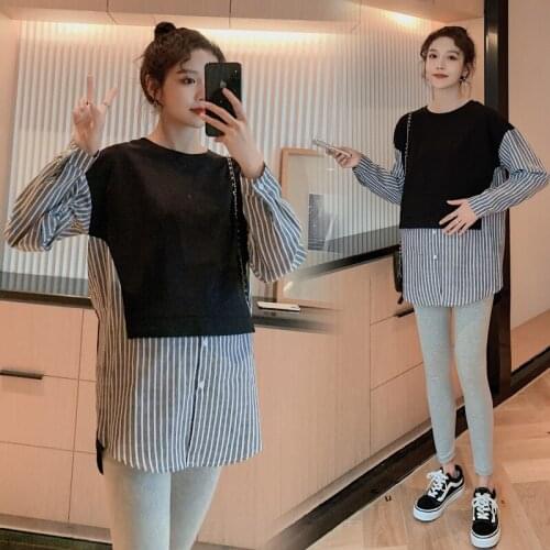 1608# Maternity Clothes Spring Autumn Cotton Striped Pregnant Women Suit Clothes for Pregnant Women Pants Suit