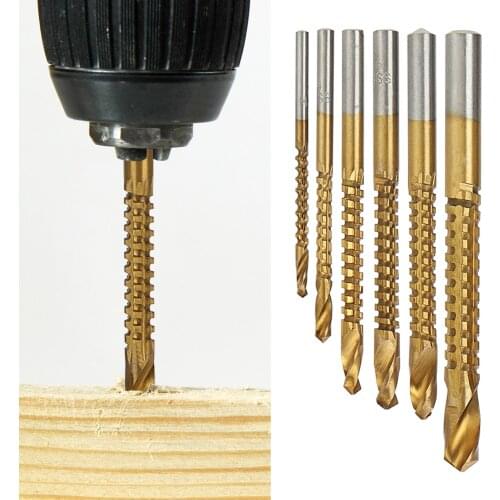 6pcs/set Electric Drill 3-8mm Titanium Coated Plastic Metal Hole Grooving Drill Saw HSS Drill Bit